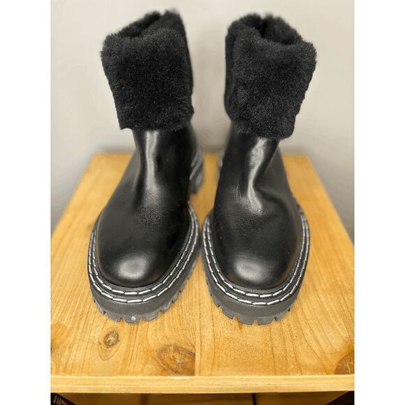 Proenza Schouler Women's Chunky Heel CA/SH Shearling Booties Black Size 6.5 NWOB - Picture 4 of 8